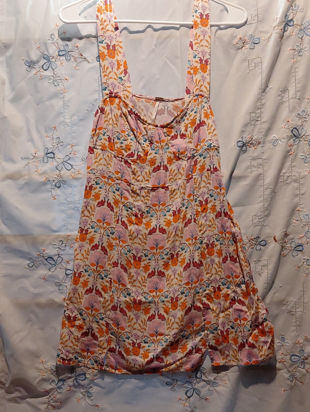 Free People Floral Sundress Chemise in Pink & Orange